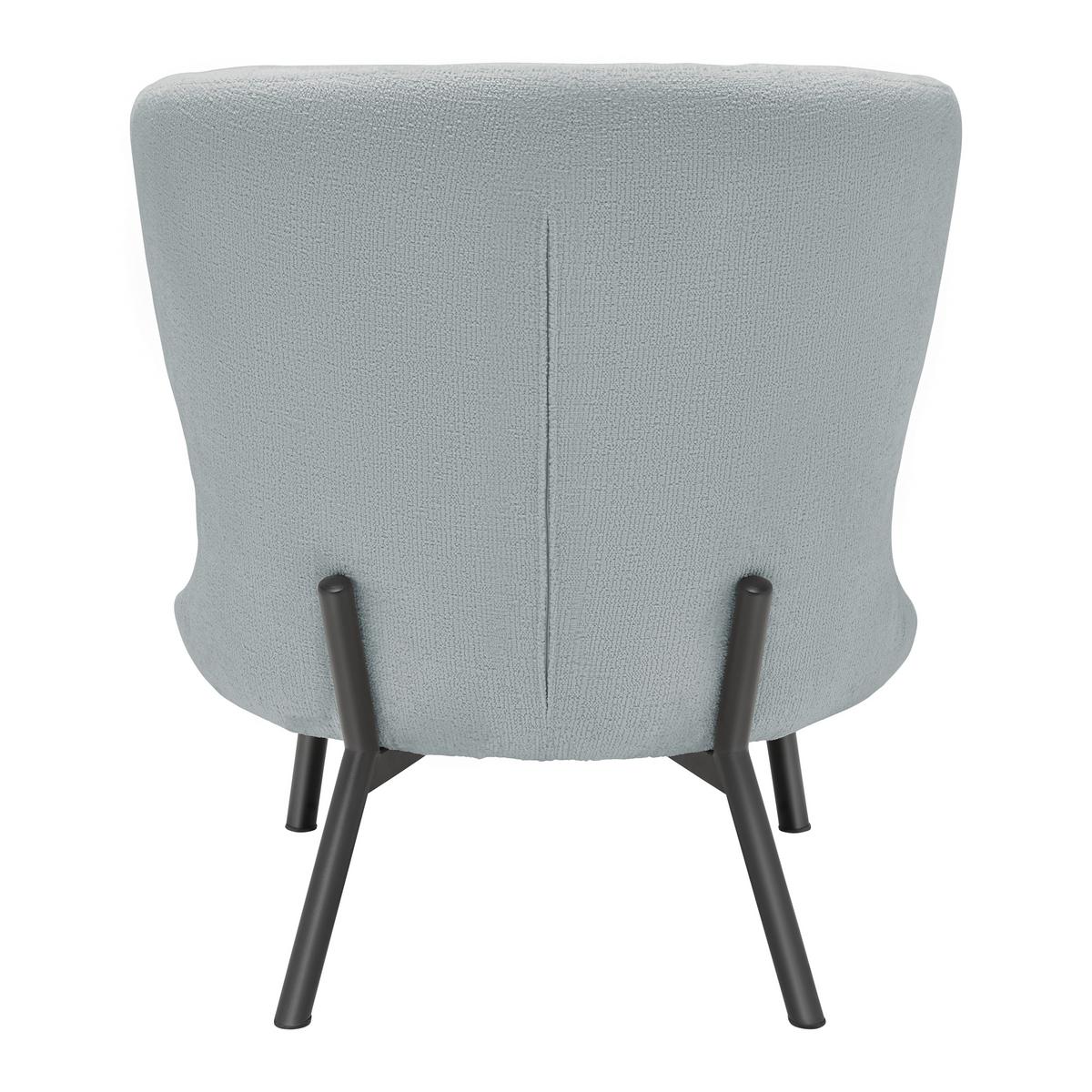 Trendové křeslo FLORIS, šedomodrá žinylka, max. 140 kg - šedomodrá/černá, Romantický / Rustikální, kov/dřevo (67/77/73cm) - Mömax