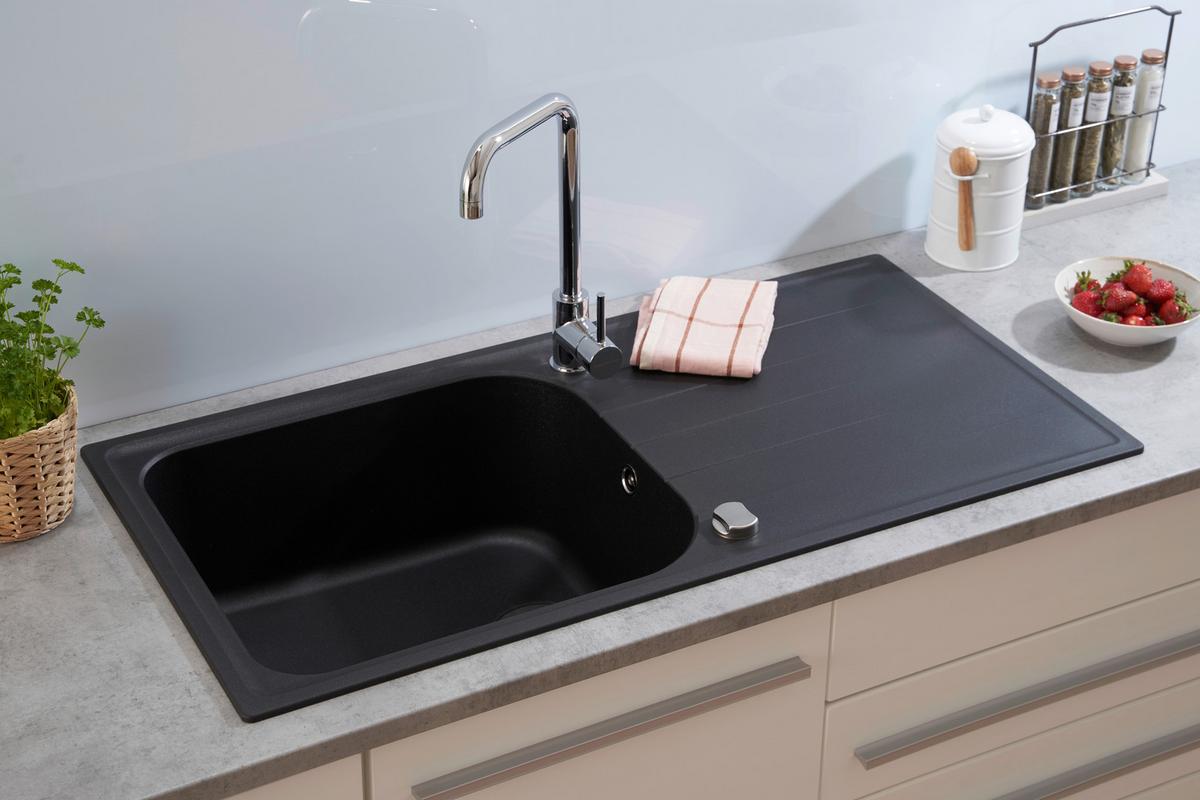 Spüle Respekta Stein Bxt: 100x50 Cm - Schwarz, Trend, Stein (100/22,5/50cm) - Respekta