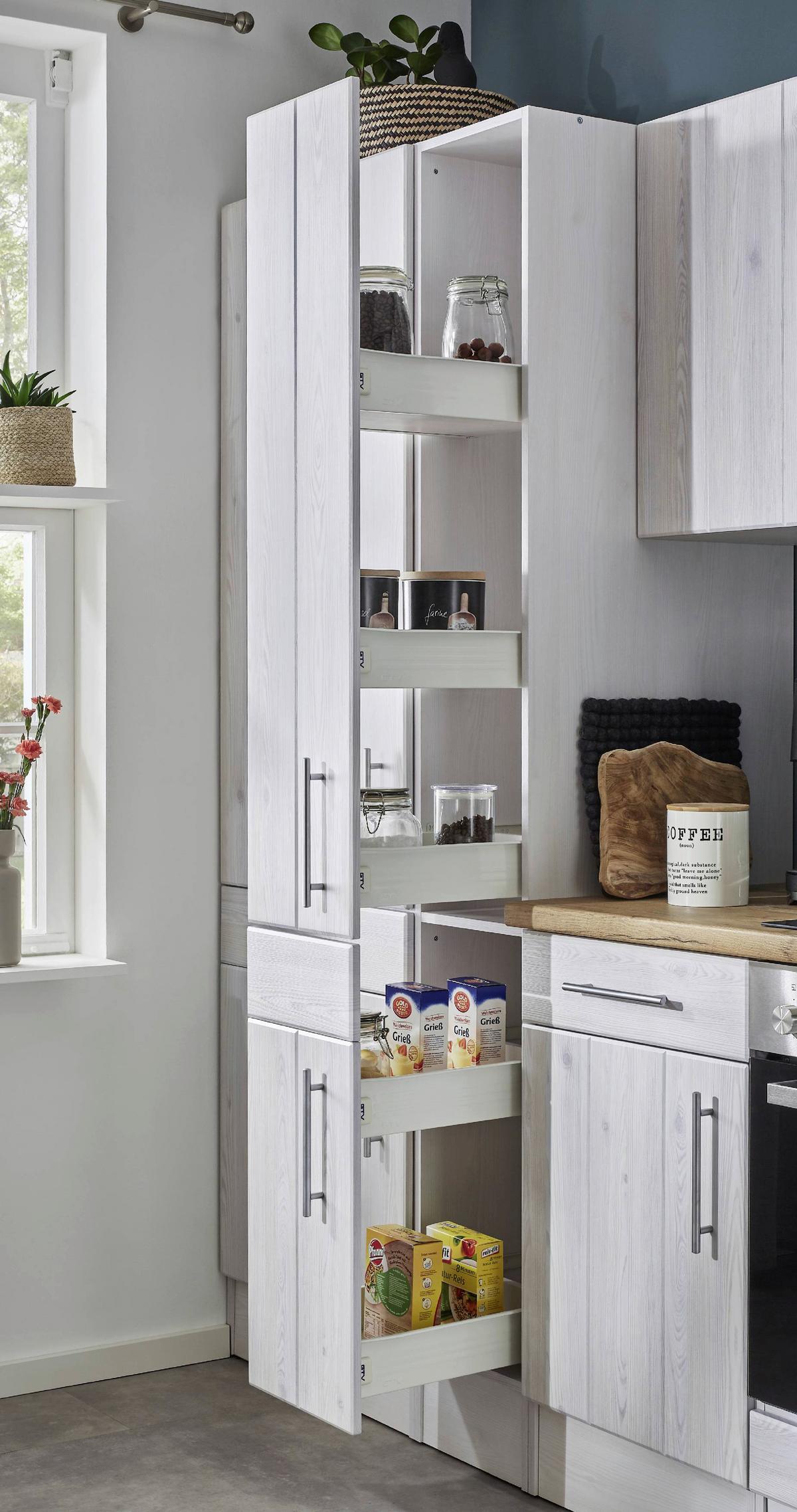 Eckküche Anton Landhaus - Wildeiche/Lärchefarben, Basics, Holzwerkstoff (250/172cm) - Respekta