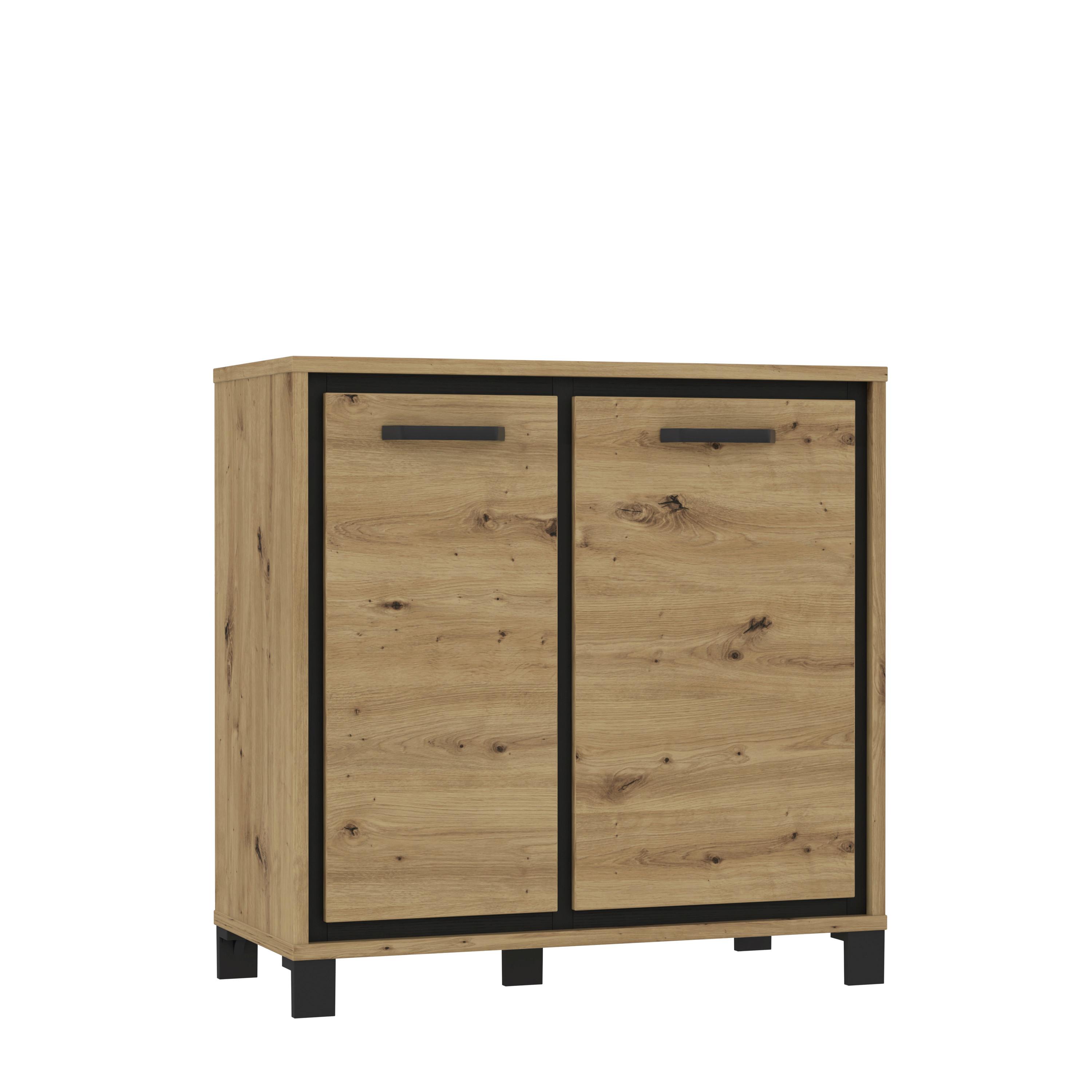 Kommode B 91,4 Cm Trondheim, Eiche Dekor/schwarz - Eichefarben/Schwarz, MODERN, Holzwerkstoff/Kunststoff (91,4/91,2/41,5cm) - MID.YOU