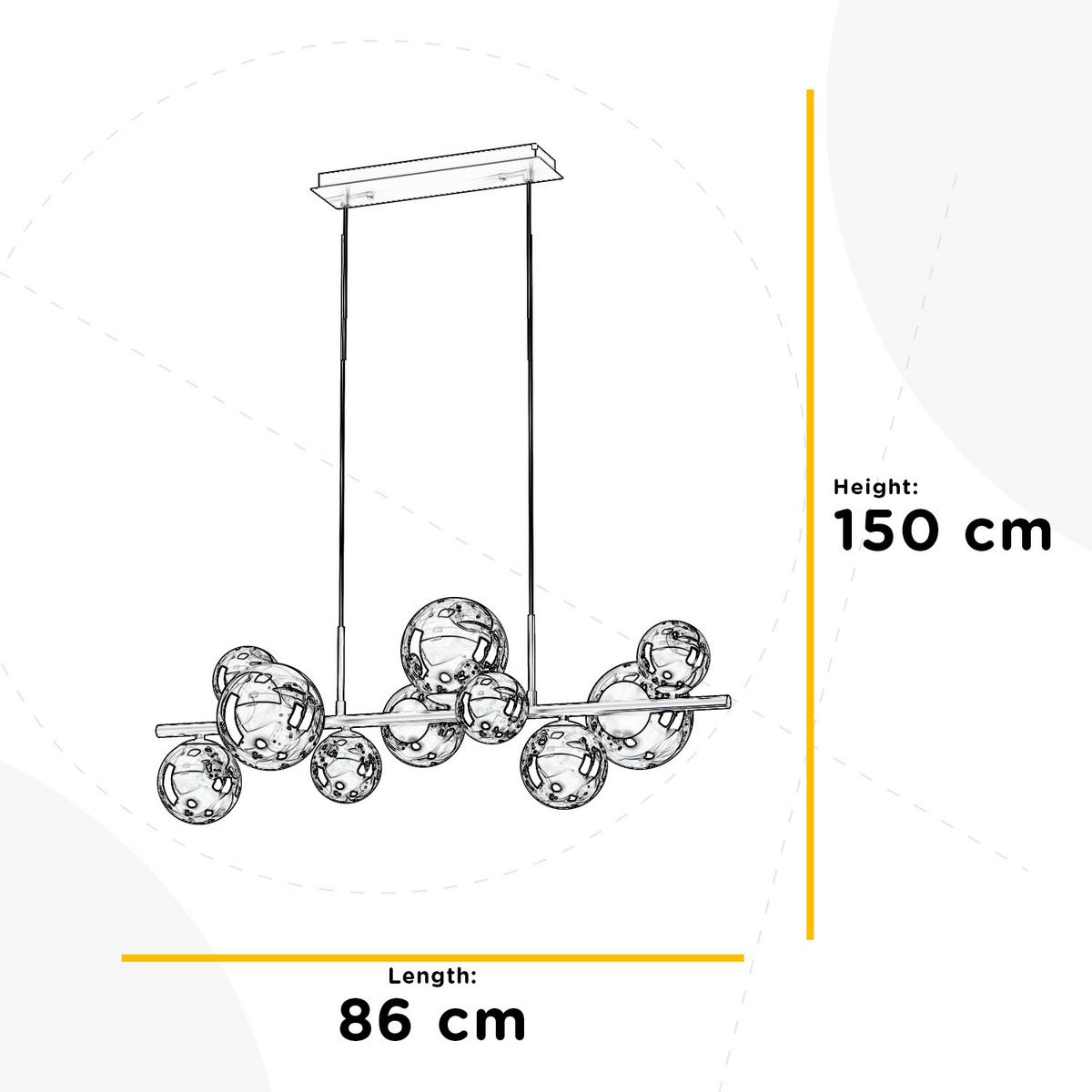 Pendelleuchte Paloma Goldfarben L: 56 cm - Goldfarben, Design, Glas/Metall (86/33/150cm)