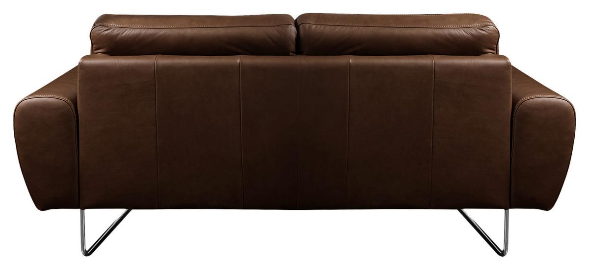 2-Sitzer-Sofa Spring Dunkelbraun Chrom B: 177 cm - Chromfarben/Dunkelbraun, Design, Leder (177/85/92cm) - Livetastic