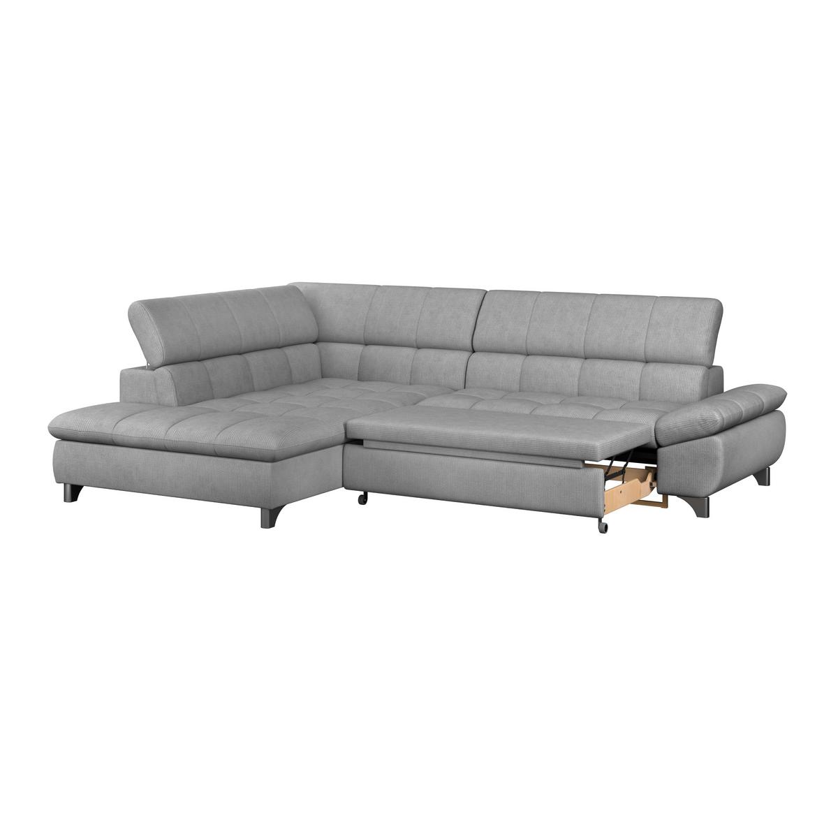 Ecksofa Mit Schlaffunktion Gemini Grau 234x312 Cm - Chromfarben/Hellgrau, KONVENTIONELL, Textil (234/312cm)