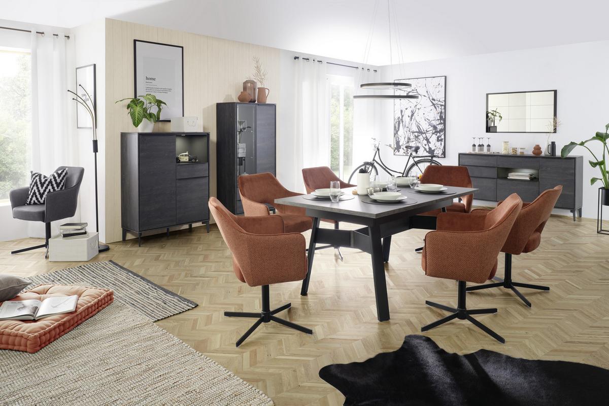 Vitrine in Anthrazit - černá/antracitová, Moderní, kov/kompozitní dřevo (73/159/40cm) - Premium Living