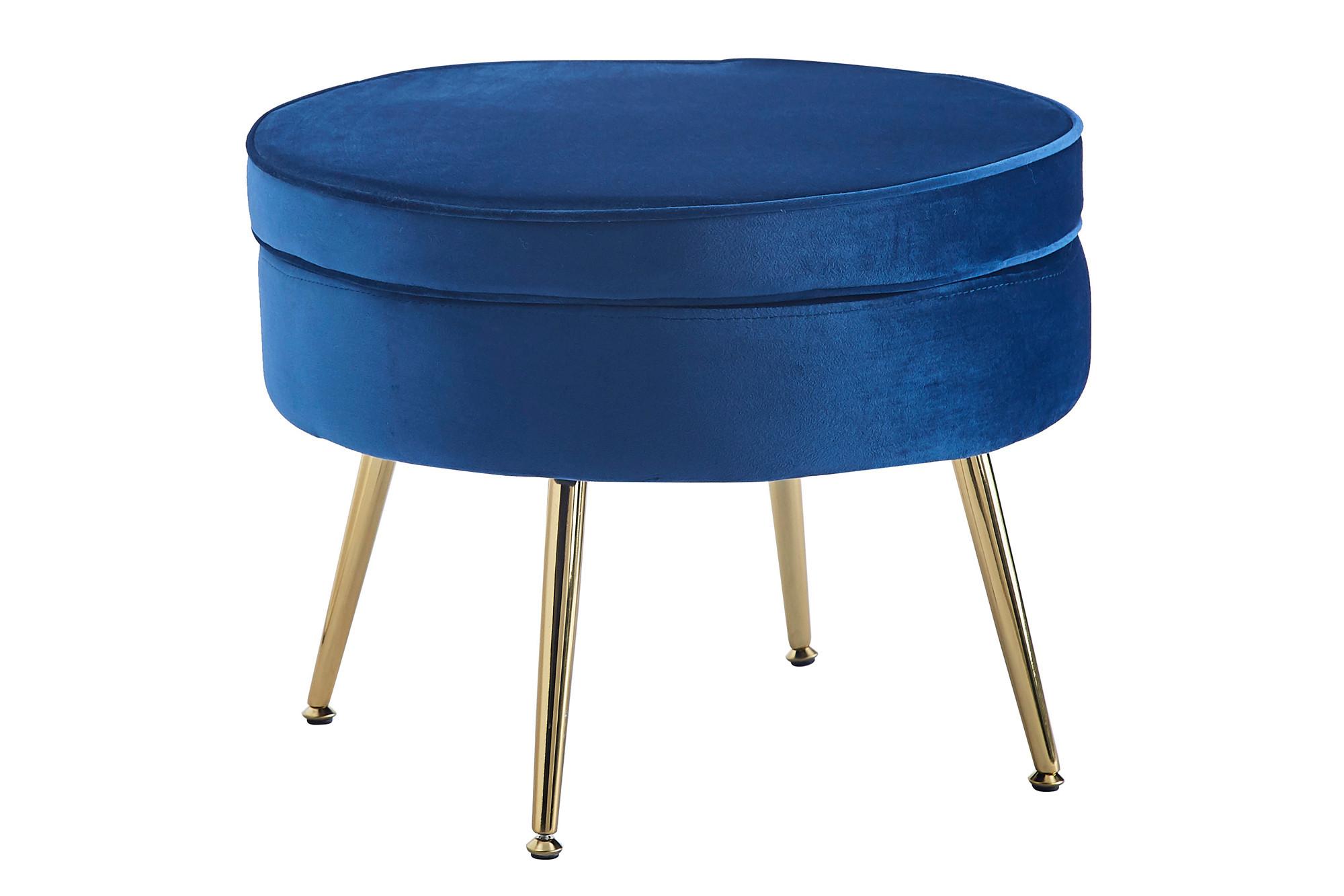 Hocker Dunkelblau B: 52 Cm - Goldfarben/Dunkelblau, MODERN, Textil (52/41/52cm) - Livetastic