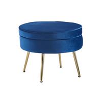 Hocker Dunkelblau B: 52 Cm - Goldfarben/Dunkelblau, MODERN, Textil (52/41/52cm) - Livetastic