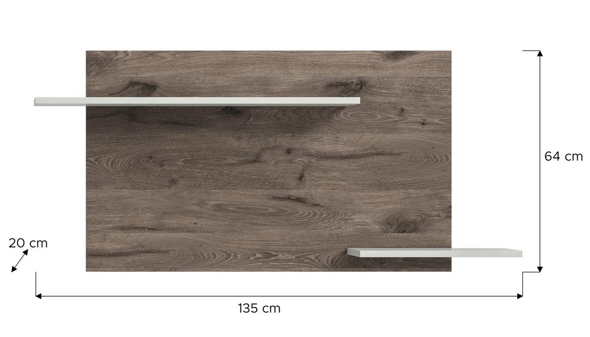 Wandboard Falcona B: 64 cm Nox Oak Dekor Hellgrau Nb - Design, Holzwerkstoff (64/135/22cm) - MID.YOU