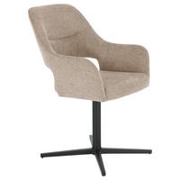 Armlehnstuhl Alexis Leinenoptik Taupe, B: 56 cm - Taupe/Schwarz, MODERN, Holz/Textil (56/86/63cm) - MID.YOU