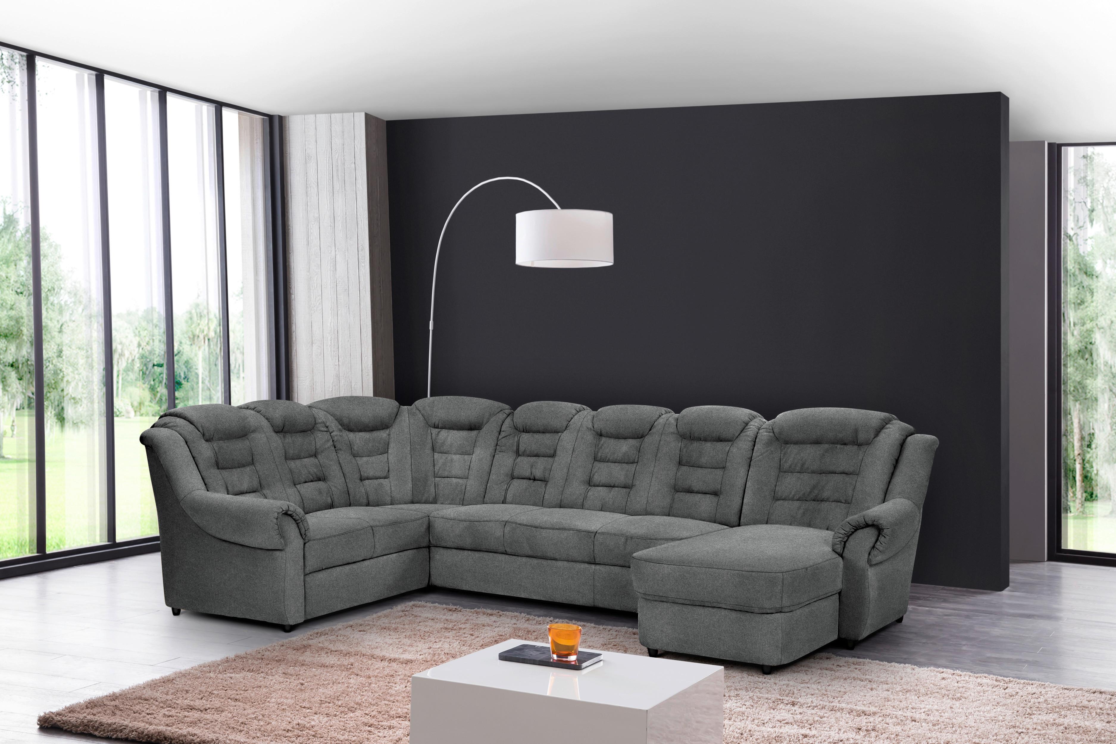 Wohnlandschaft Boston Dunkelgrau Chenille - Dunkelgrau/Schwarz, KONVENTIONELL, Textil (216/333/165cm) - Livetastic