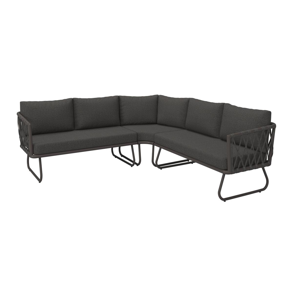 TERASOVÁ SEDACIA SÚPRAVA ELEA - antracitová/tmavosivá, Modern, kov/textil (234/74/77cm) - Bessagi Garden