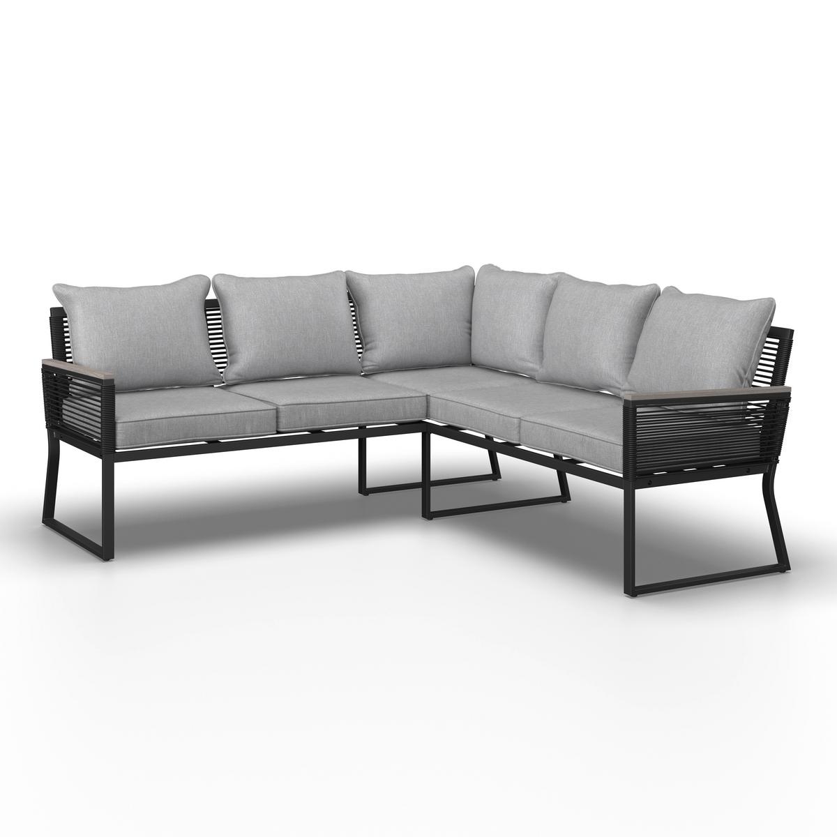 JEDÁLENSKÁ TERASOVÁ SÚPRAVA PAULINA - čierna/svetlosivá, Modern, kov/textil (181/73/65cm) - Bessagi Garden