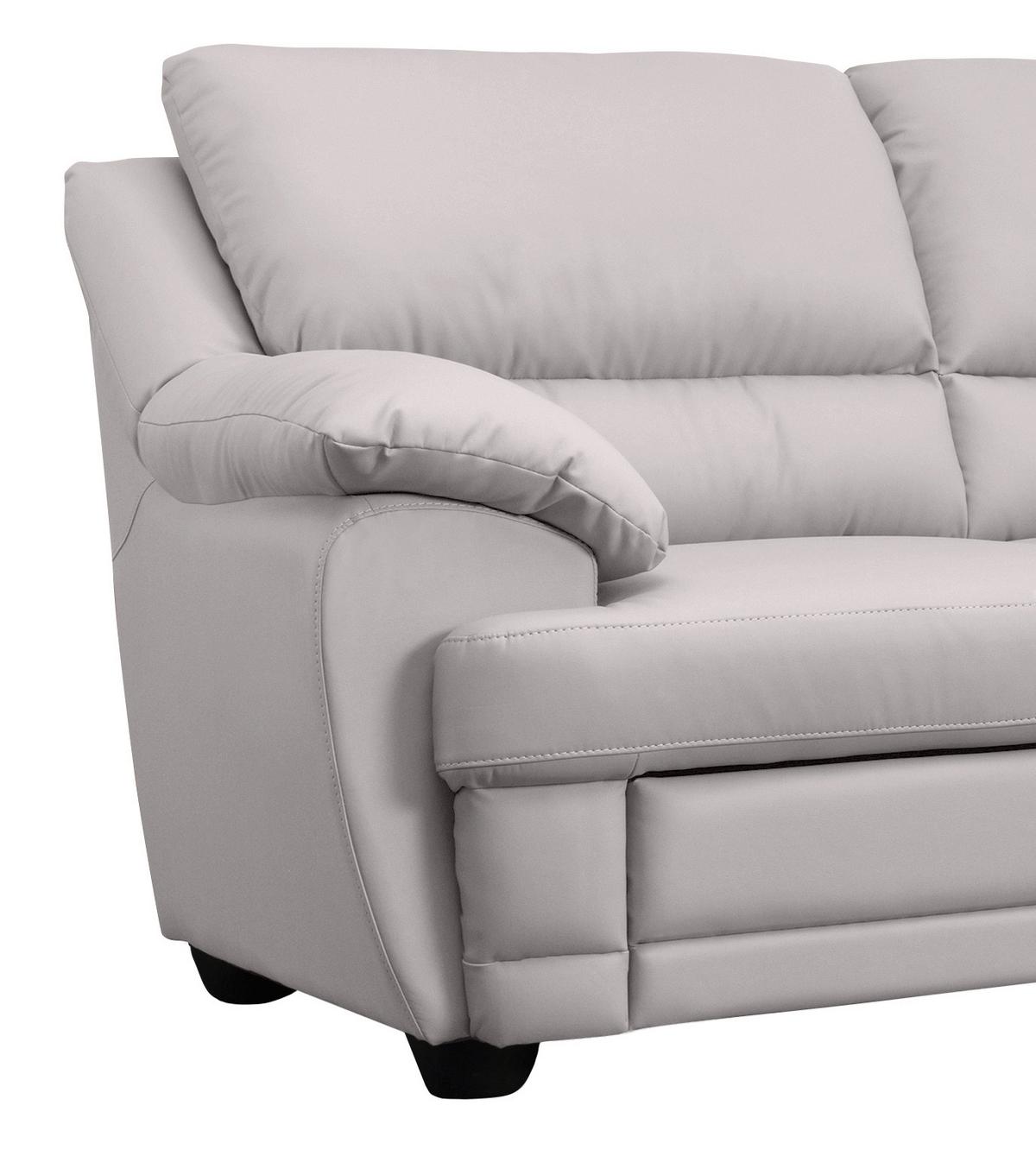 Ecksofa Nebolo Hellgrau Lederlook - Hellgrau, Design, Textil (245/225cm) - Livetastic