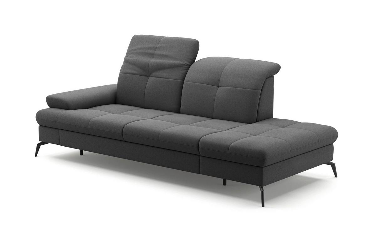 Récamiere Amica E, Dunkelgrau B: 231 cm - Dunkelgrau/Schwarz, KONVENTIONELL, Textil (231/90/122cm) - Sit & More