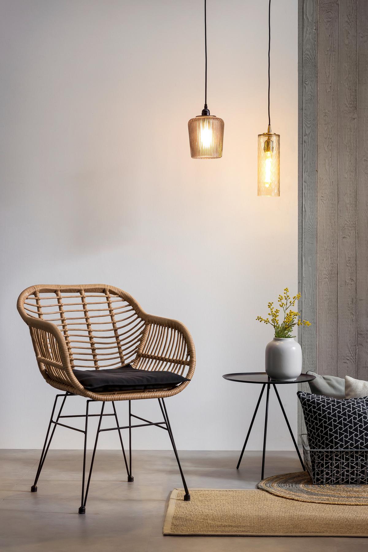 Armlehnstuhl-set Naturfarben/schwarz B: 56 Cm - Schwarz/Naturfarben, MODERN, Kunststoff/Metall (56/80/59cm) - Livetastic