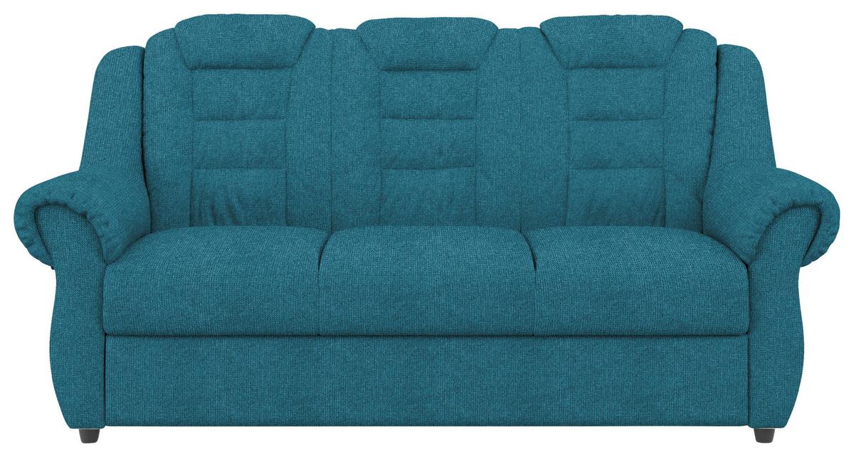 Sitzgarnitur 3-tlg. Boston Blau Chenille - Blau/Schwarz, KONVENTIONELL, Textil - Livetastic