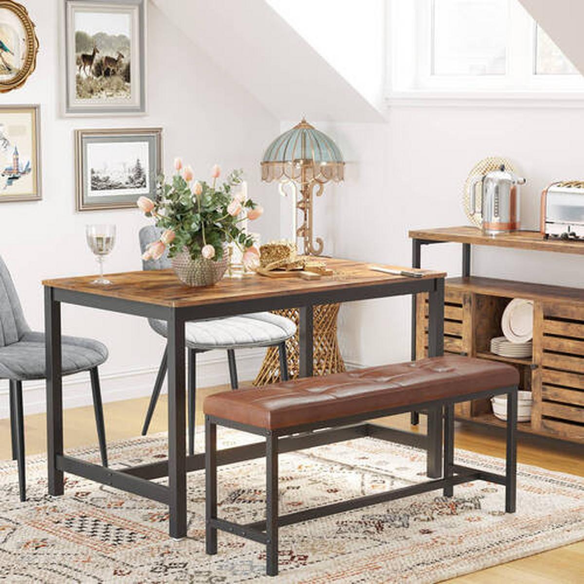 Esstisch Vasagle Braun, Schwarz - Schwarz/Braun, Natur, Holzwerkstoff/Metall (120/75/75cm) - Boxxx