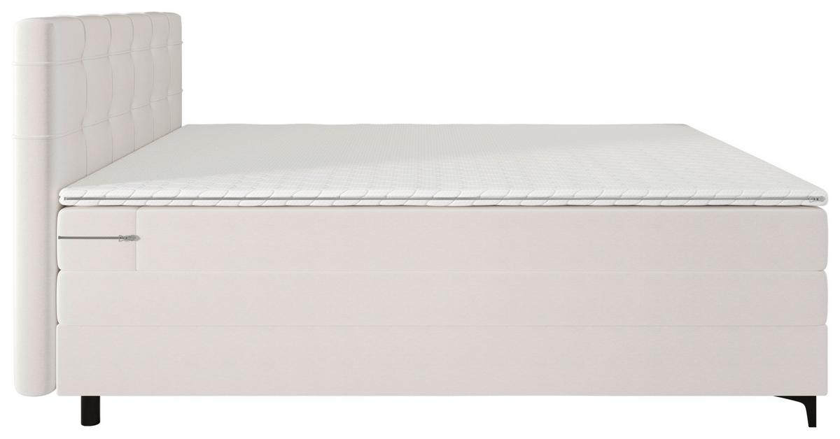 Boxspringbett Mitto mit Topper 180x200 cm - Creme/Schwarz, KONVENTIONELL, Textil/Metall (180/200cm)