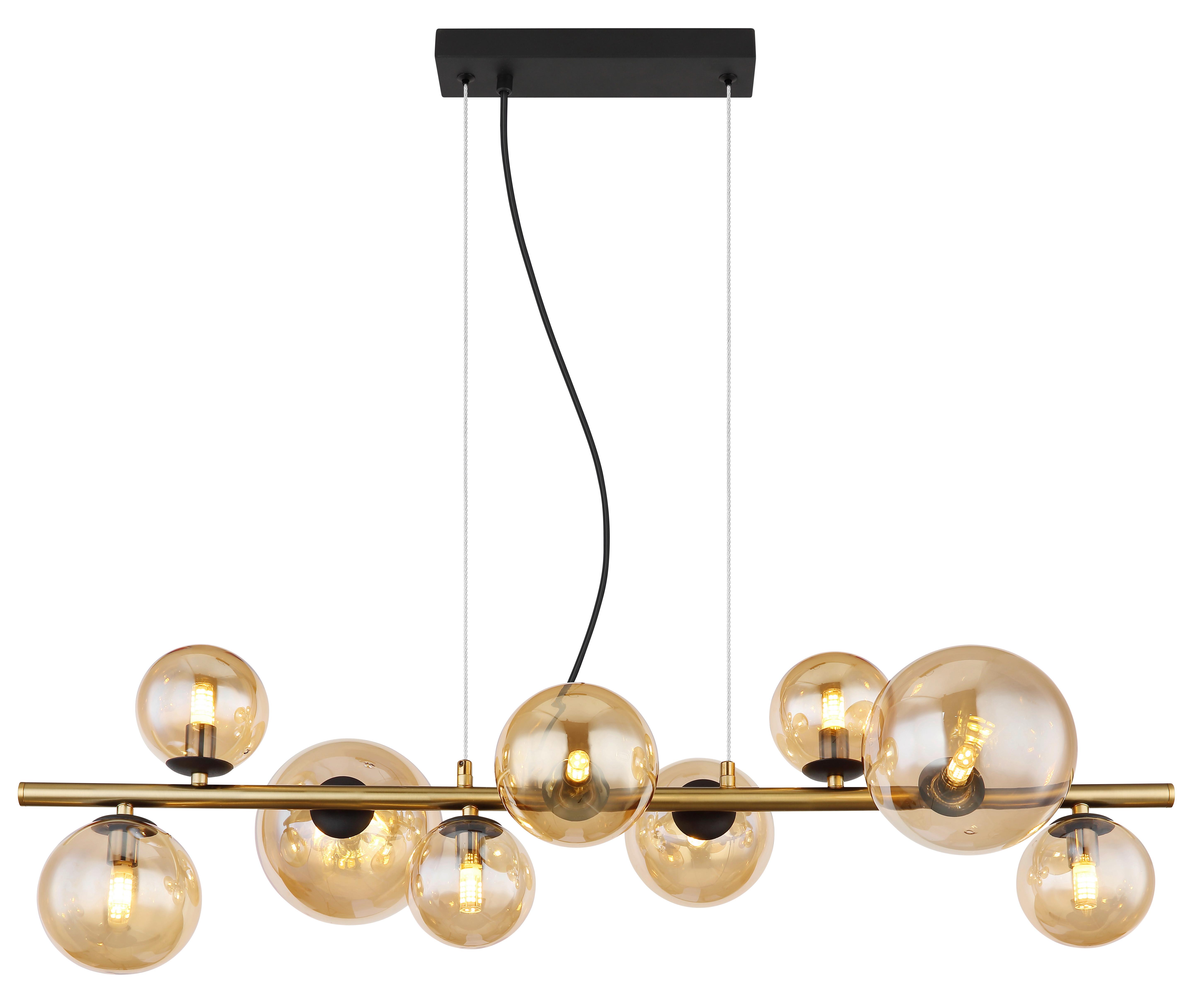 LED-Hängeleuchte 56135-9h - Messingfarben/Schwarz, Design, Glas/Metall (86,6/36/120cm) - Globo