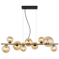 Led Függőlámpa 56135-9h - fekete/sárgarézszínű, Design, Üveg/fém (86,6/36/120cm) - Globo