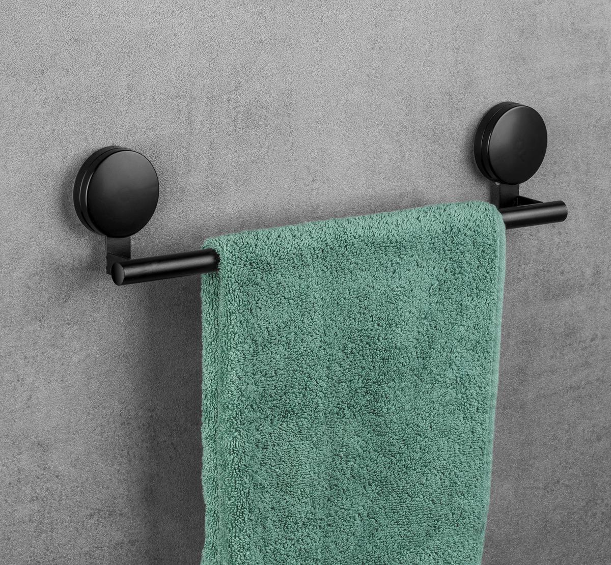Držák na ručníky STATIC LOC PAVIA - černá, Moderní, kov (41,5/9/5cm) - Wenko
