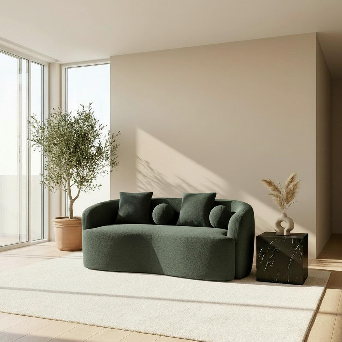 Pohovka JULIE, želená žinylka - zelená, Moderní, dřevo/textil (178/66/82cm) - Bessagi Home