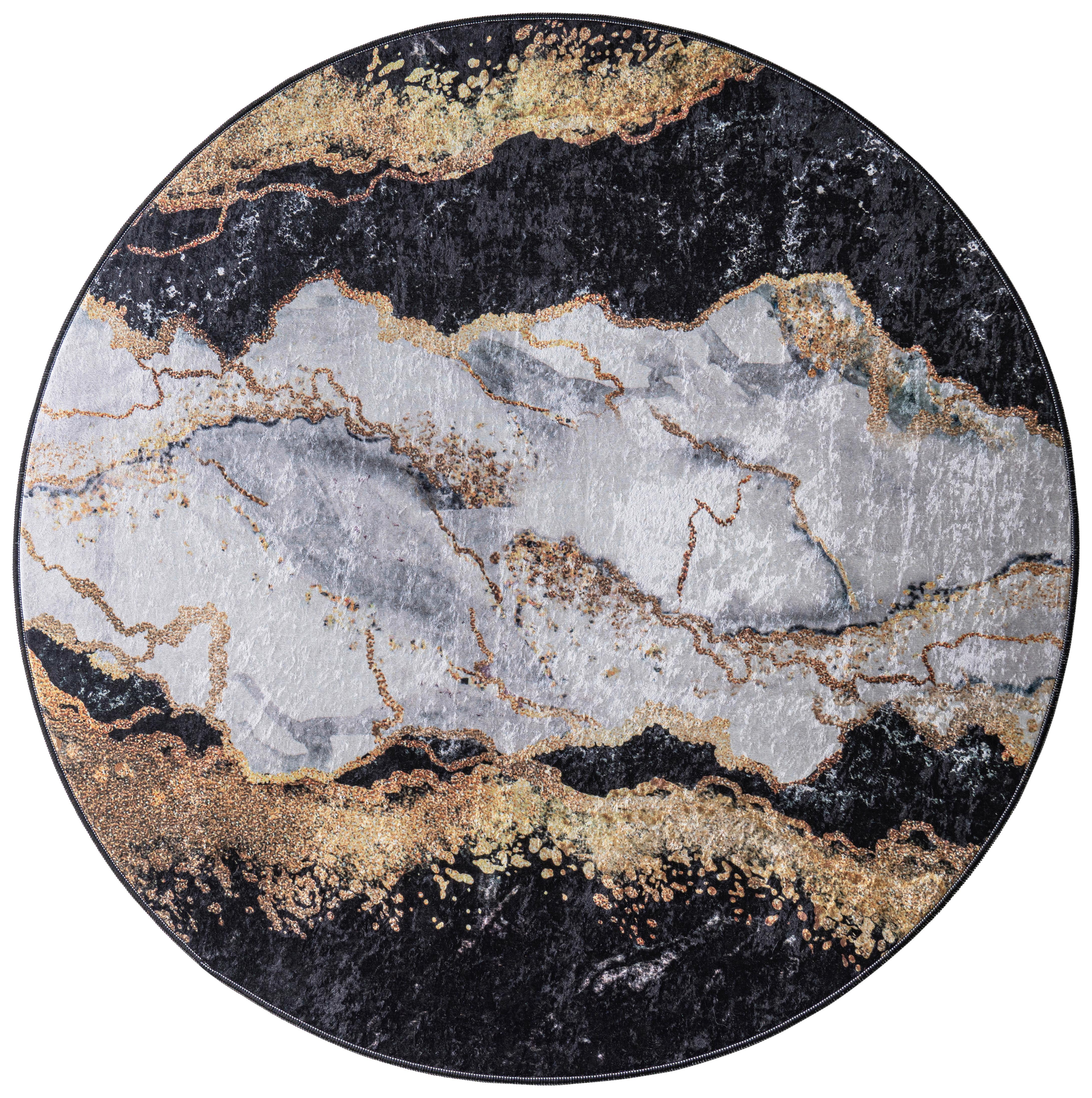 Teppich Marmoroptik Zephy Ø 120 Cm - Multicolor, Basics, Textil (120cm) - Luca Bessoni