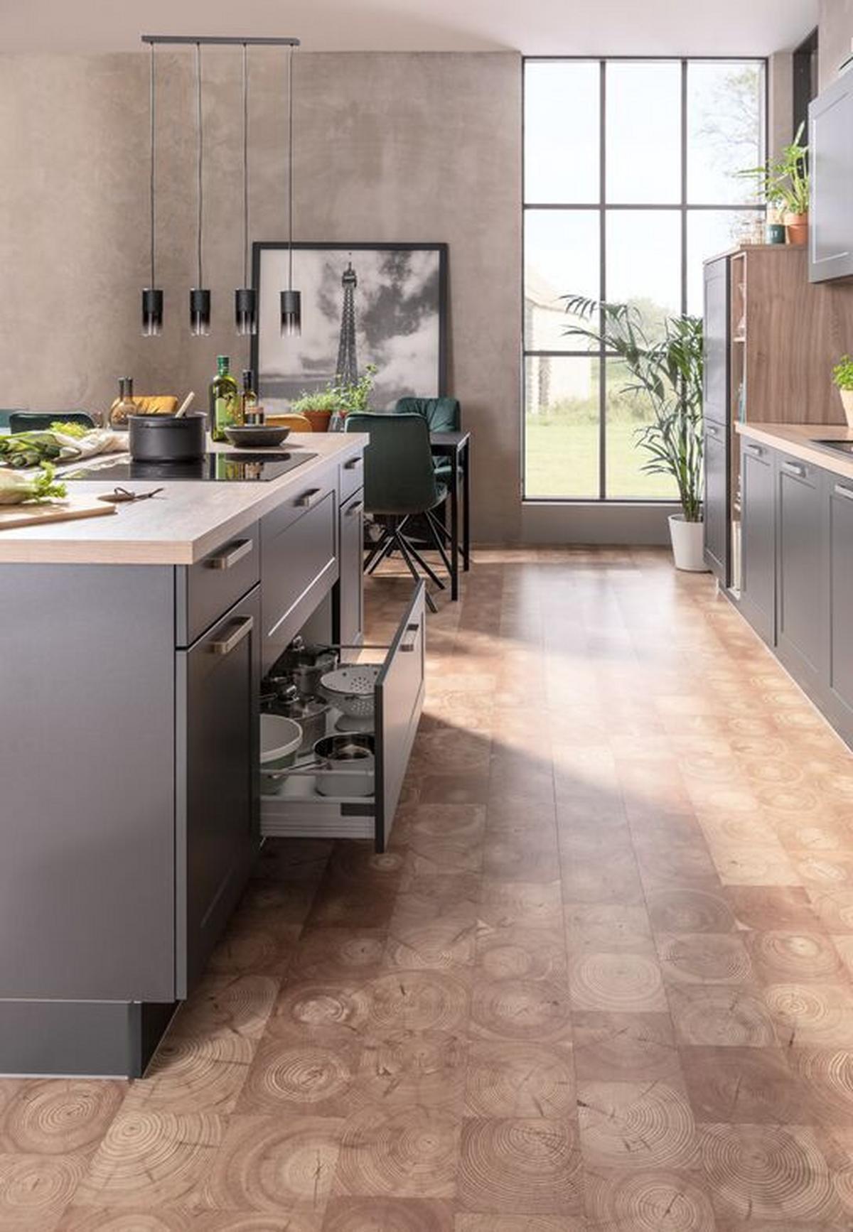 Einbauküche Ip4250 Frei Planbar Modernes Design - Eichefarben/Anthrazit, MODERN, Holzwerkstoff - Impuls