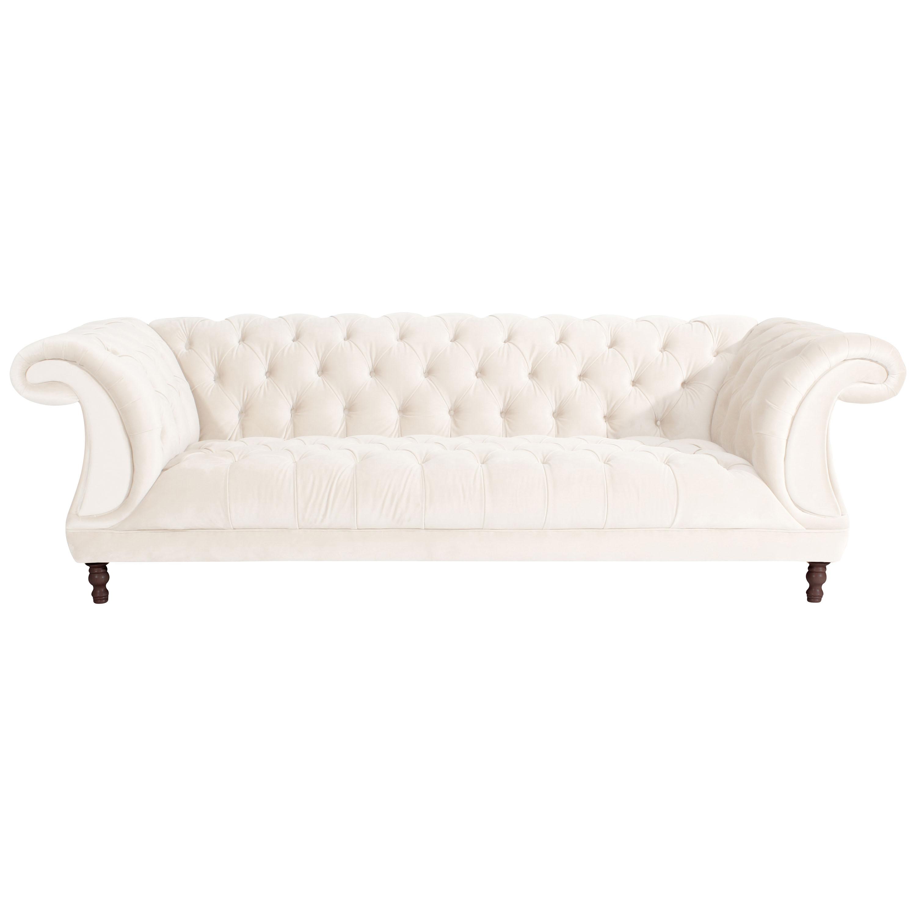 3-Sitzer-Sofa Ivette mit Armlehnen Creme Velours - Nussbaumfarben/Creme, Design, Textil (253/80/100cm) - Max Winzer