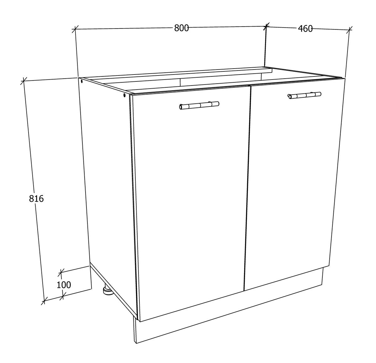 Küchenunterschrank Esilo B: 80 cm Weiß/Eiche Dekor - Weiß/Sonoma Eiche, KONVENTIONELL, Holzwerkstoff (80/82/46cm) - MID.YOU