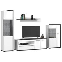 Wohnwand Ambiente Plus Anthrazit/ Weiß B: 300,2 cm - Weiß Hochglanz/Anthrazit, MODERN, Glas/Holzwerkstoff (285,5/199,1/53,6cm)