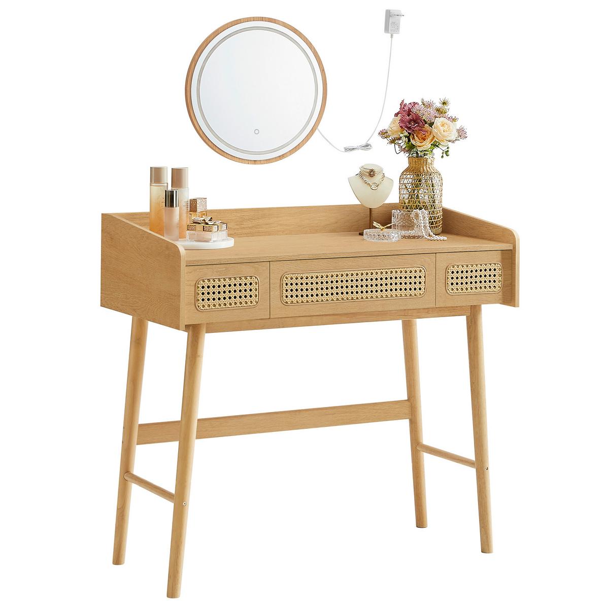 Schminktisch Eichefarben L: 90cm - Eichefarben, Basics, Holz/Holzwerkstoff (90/82/43cm)