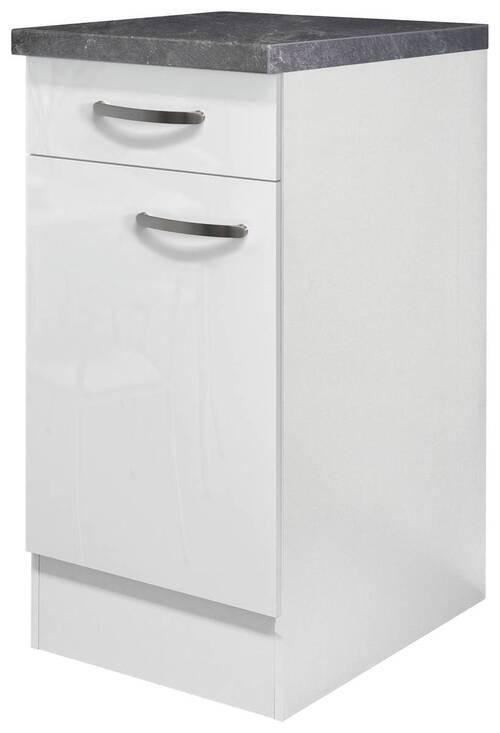 Küchenunterschrank Alba B: 40 cm Weiß/Schiefer mit Lade - Schieferfarben/Weiß Hochglanz, MODERN, Holzwerkstoff (40/86/60cm)