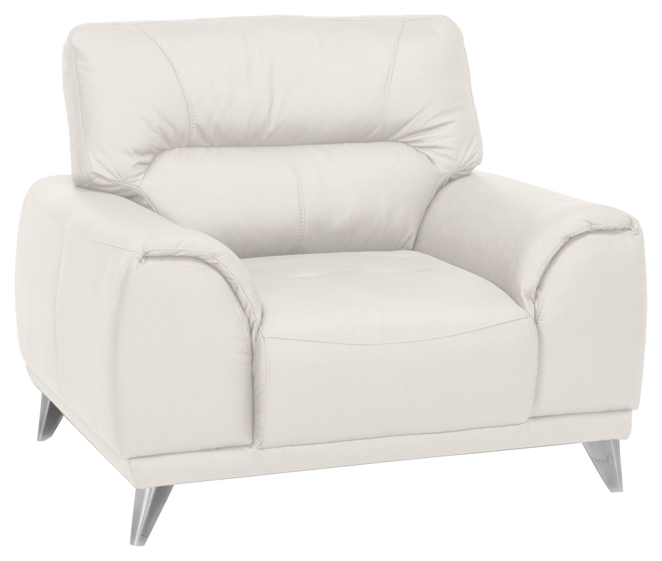 Fernsehsessel Frisco Lederlook Weiß - Chromfarben/Weiß, MODERN, Textil/Metall (112/92/96cm) - MID.YOU