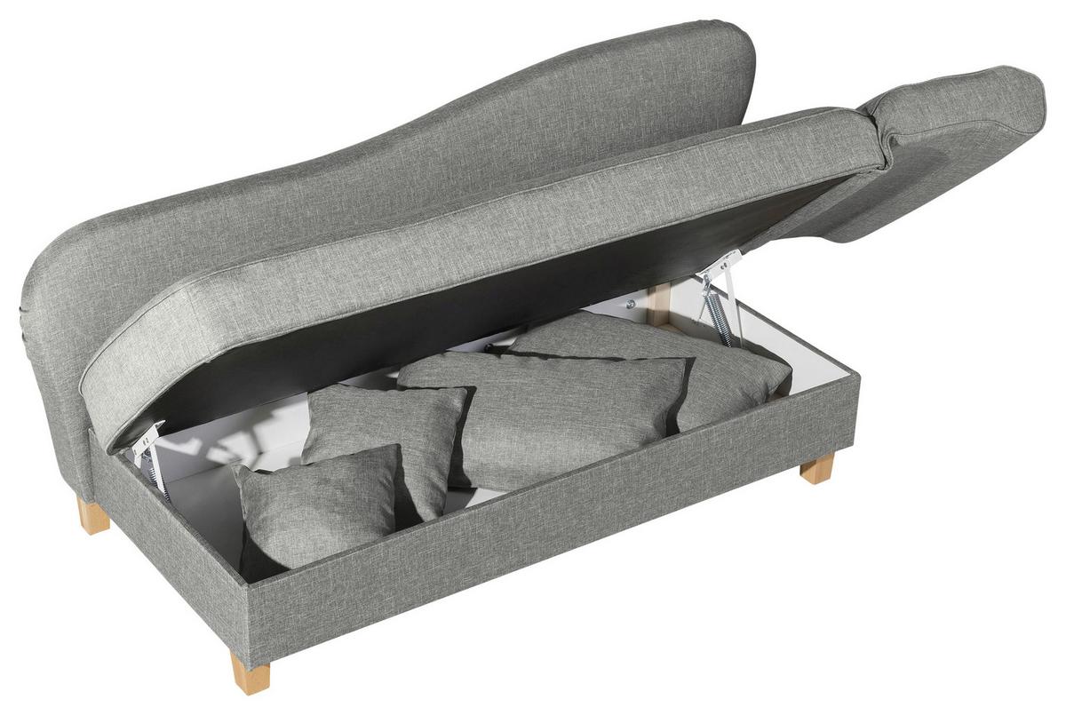 Recamiere Selma Hellgrau Recht S mit Bettksten+schlaffunktion - Buchefarben/Hellgrau, Design, Textil (190/88/82cm) - Max Winzer