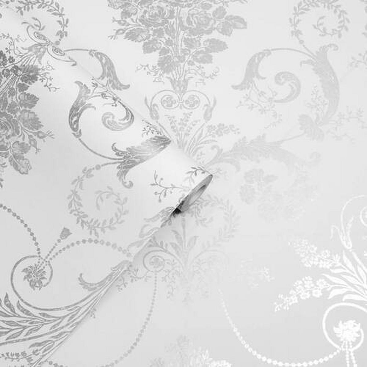 Vliestapete Vintage 52x1000 cm Silber - Silberfarben, Basics, Papier/Kunststoff (52/1000cm)