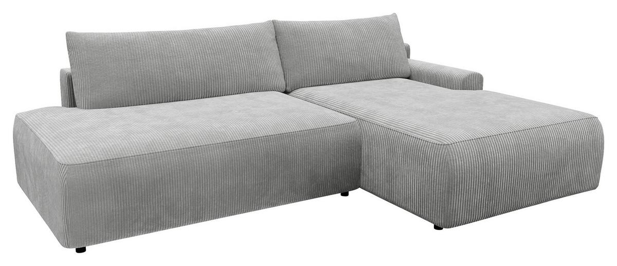 Eckschlafsofa Prag, Grau S: 253x167 cm - Schwarz/Grau, MODERN, Textil (253/167cm) - Trendmanufaktur