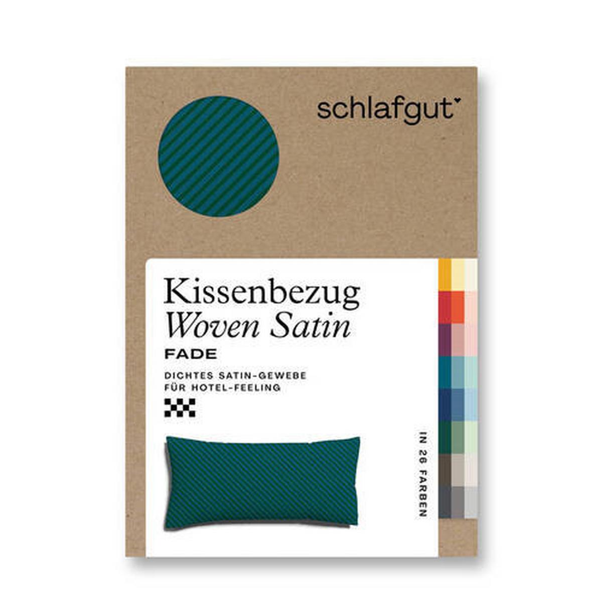 Kopfpolsterbezug Woven Satin Fade - Dunkelgrün/Petrol, Basics, Textil (40/80cm) - Schlafgut