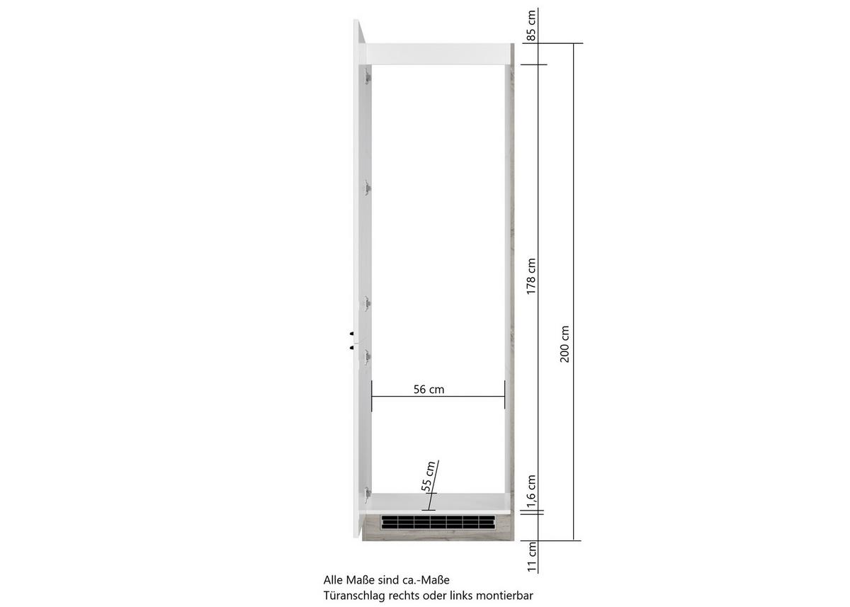 Geräteumbauschrank Meran B: 60 Cm Grau - Grau, LIFESTYLE, Holzwerkstoff (60/200/60cm) - Held
