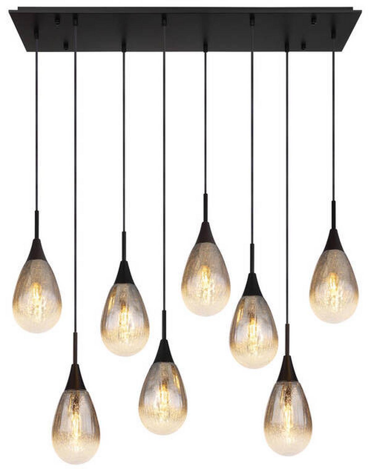 Hängeleuchte 15576-8h - Schwarz/Grau, Design, Glas/Textil (97/34/120cm) - Globo