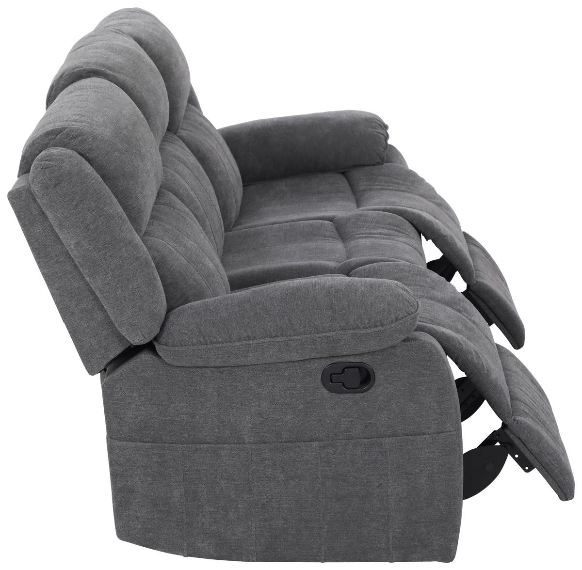 3-Sitzer-Sofa + Relaxfunktion Chester Grau B: 209 cm - Schwarz/Grau, Basics, Textil (209/101/93cm) - P & B