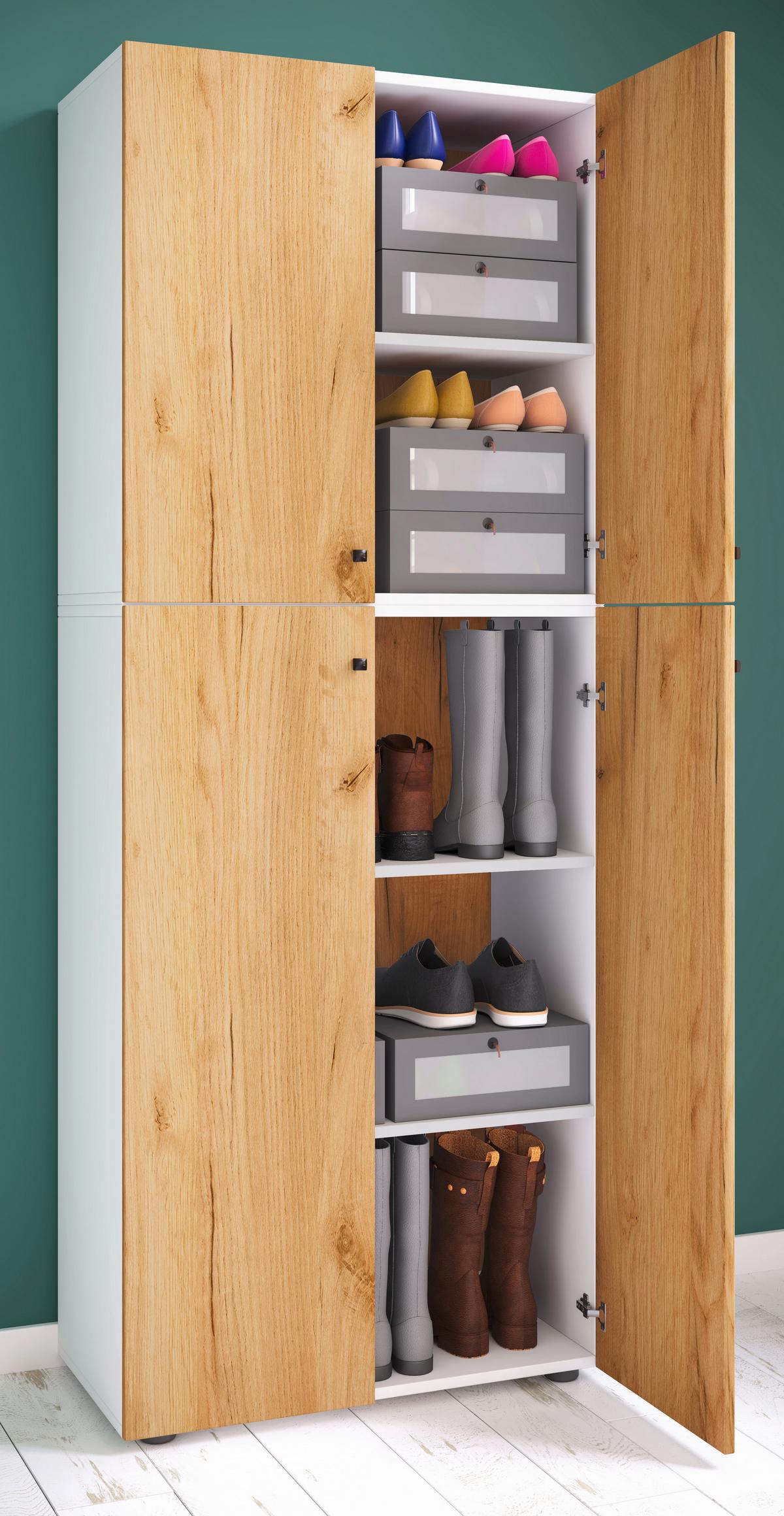 Kleiderschrank Lona Weiß Honigeiche - Honigeiche/Weiß, Design, Holzwerkstoff (70/182/39cm) - MID.YOU