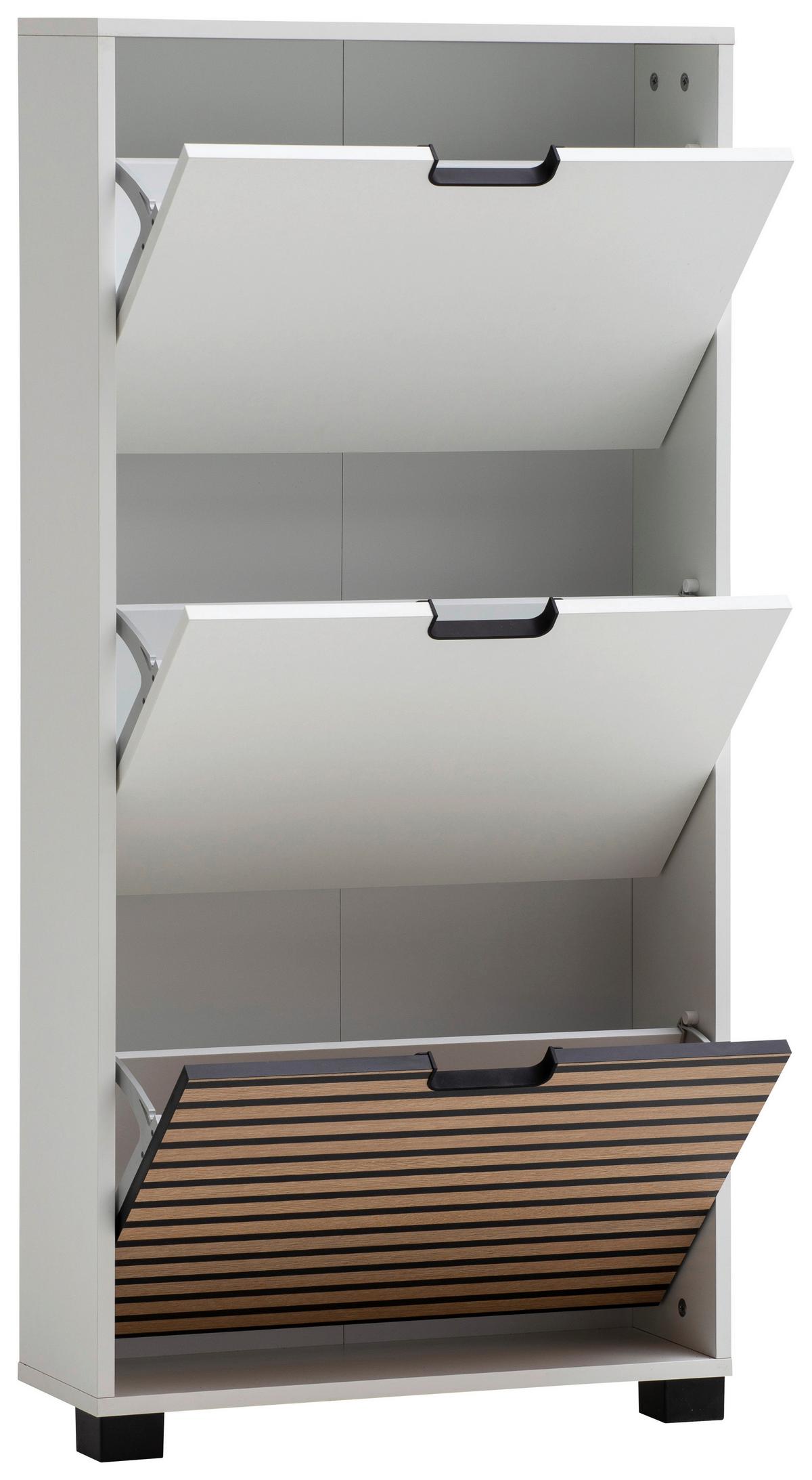 Schuhkipper Weiß /eichefarben B: 59,8 Cm - Eichefarben/Schwarz, Design, Holzwerkstoff/Kunststoff (59,8/124/19,55cm) - MID.YOU