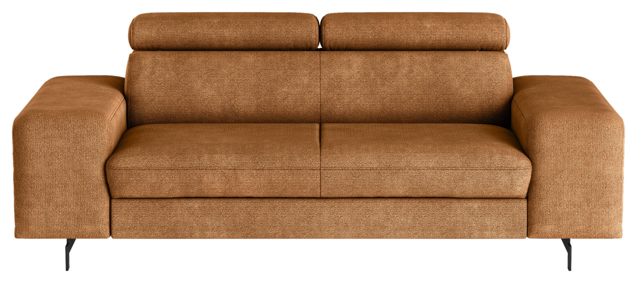 3-Sitzer-Sofa Emma mit Liegefunktion Cognac B: 217 cm - Cognac/Schwarz, Textil (217/81/100cm) - MID.YOU