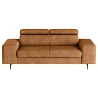 3-Sitzer-Sofa Emma mit Liegefunktion Cognac B: 217 cm - Cognac/Schwarz, Textil (217/81/100cm) - MID.YOU