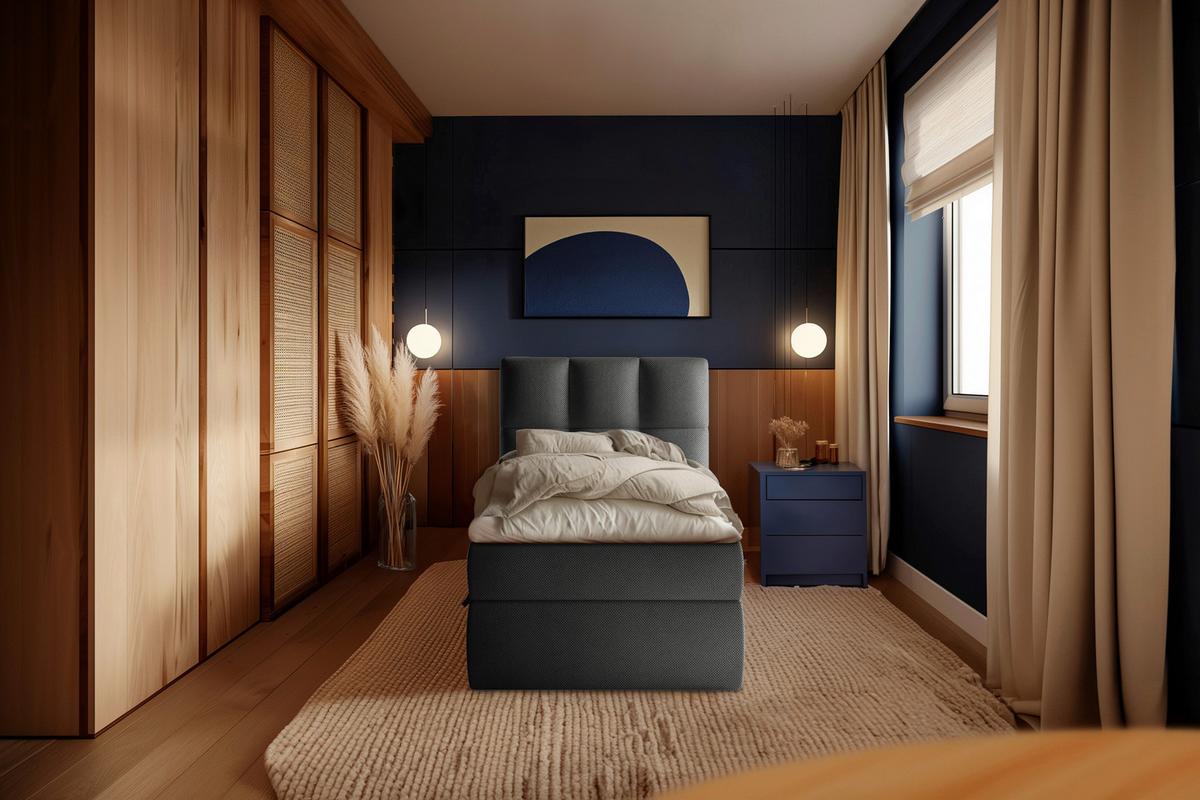 Boxbett Mit Topper & Bettkasten 90x200 Polly - Schwarz, MODERN, Holz/Holzwerkstoff (90/200cm) - MID.YOU