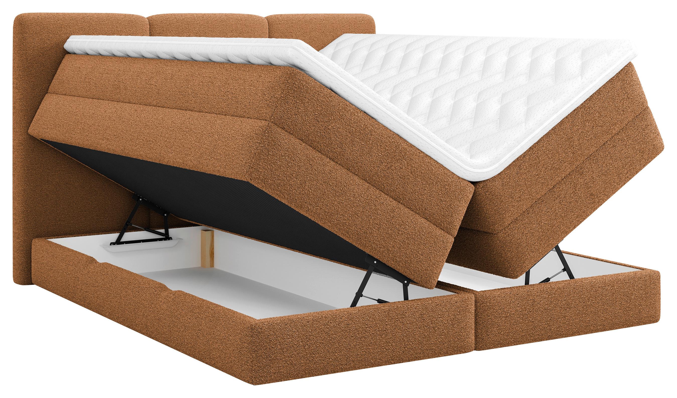 Boxspringbett Castel K - Rostfarben/Schwarz, MODERN, Holz/Holzwerkstoff (160/200cm) - MID.YOU