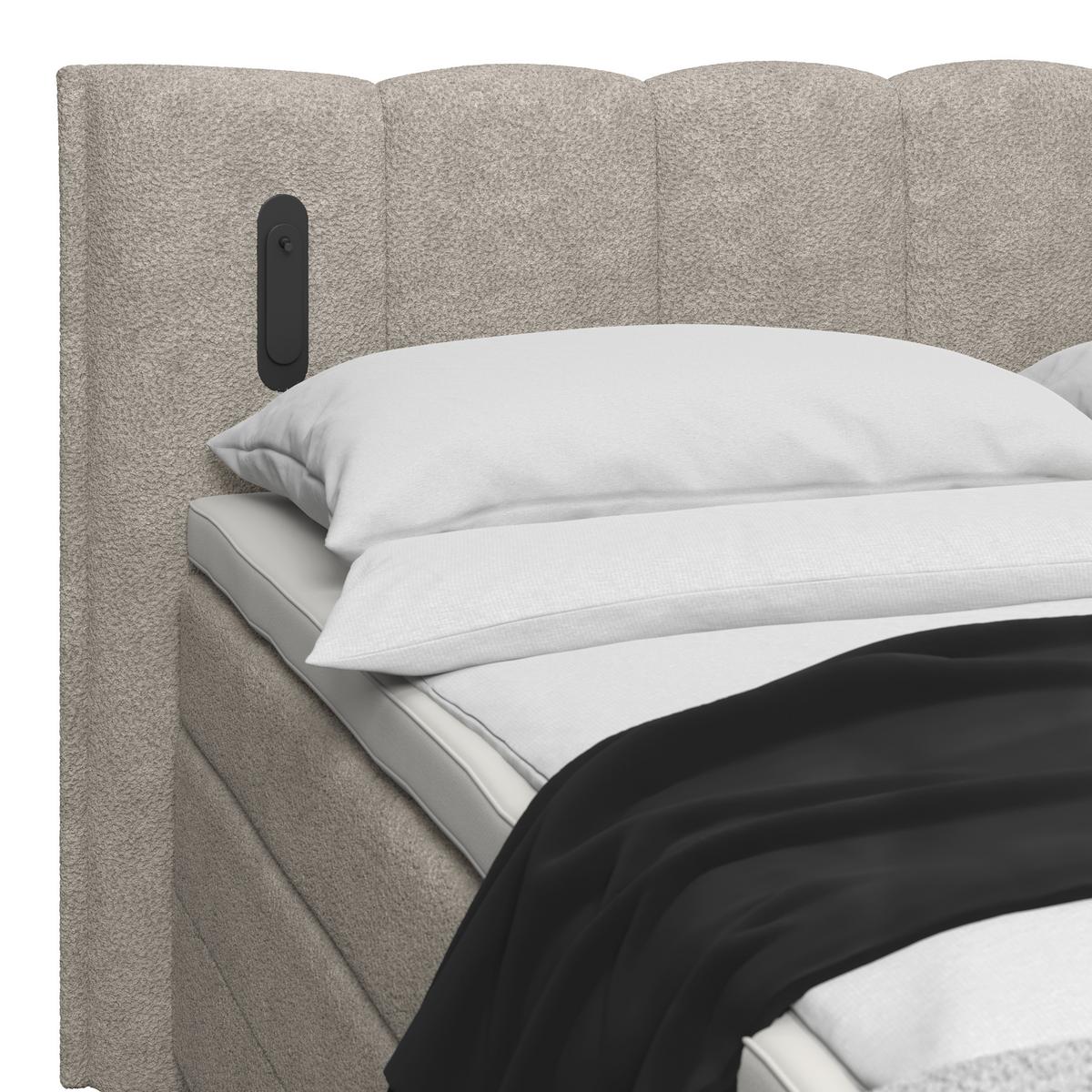 Boxspringbett Elysia inkl. Bettkasten 180x200 - Schwarz/Naturfarben, Trend, Holz/Holzwerkstoff (180/200cm) - Luca Bessoni