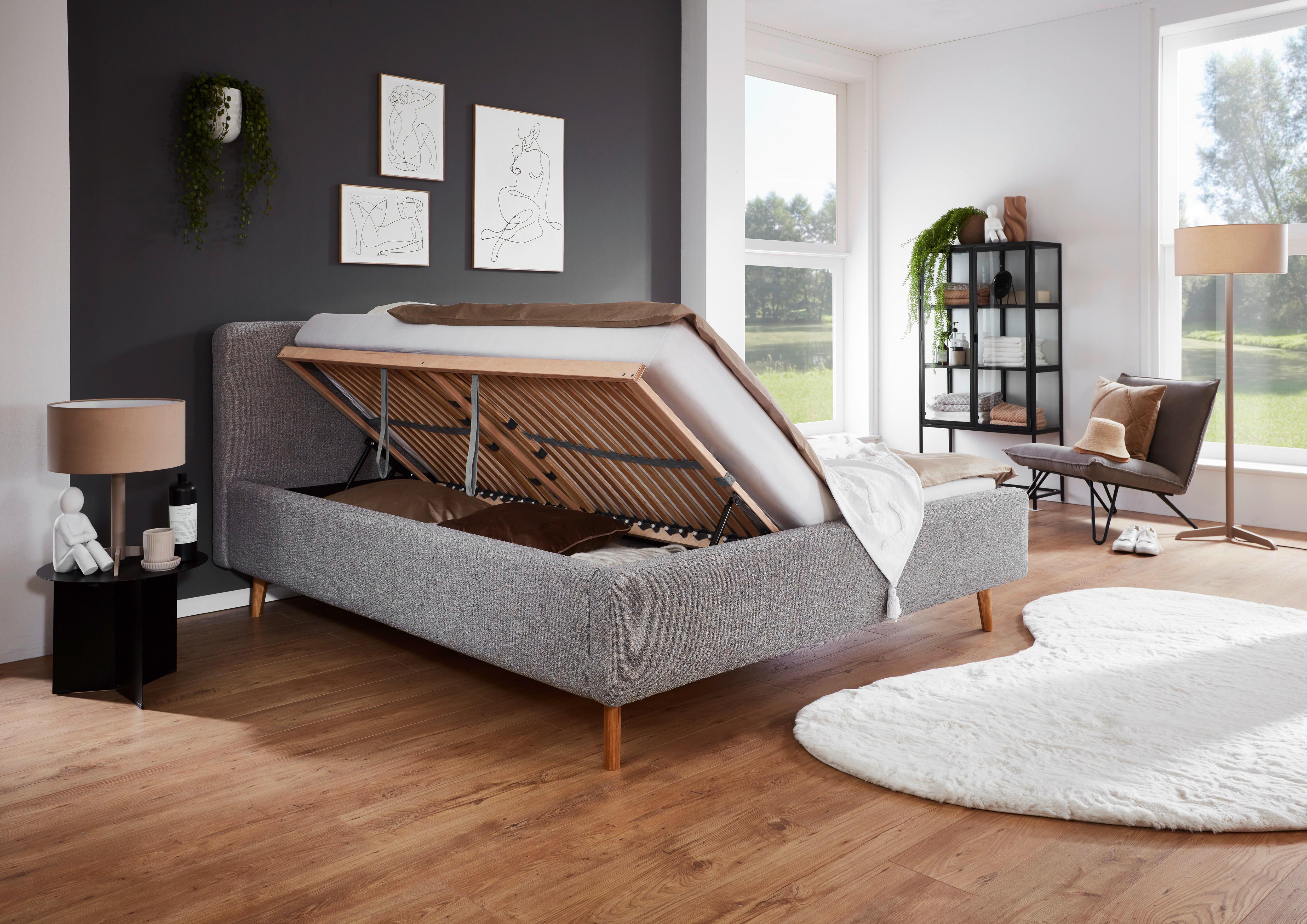 Polsterbett Mattis Herve Grau 160x200cm - Eichefarben/Birkefarben, Design, Holz/Textil (160/200cm) - MID.YOU