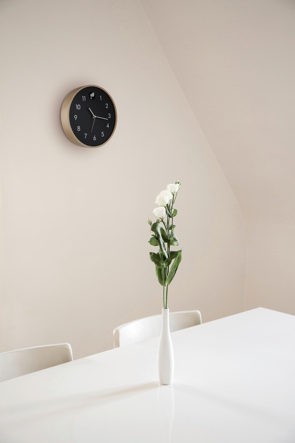 Wanduhr 78284b  Clocky - Schwarz/Naturfarben, Natur, Holz/Holzwerkstoff (31,5cm) - Globo