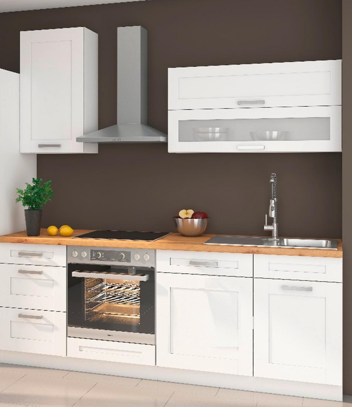 KUCHYŇSKÝ BLOK BEZ SPOTŘEBIČŮ LUISA - bílá/barvy stříbra, Romantický / Rustikální, kov/kompozitní dřevo (220cm)